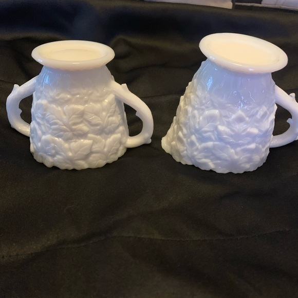 Vintage‎ Westmoreland Bramble maple leaf white milk glass cream & sugar set - Picture 3 of 10